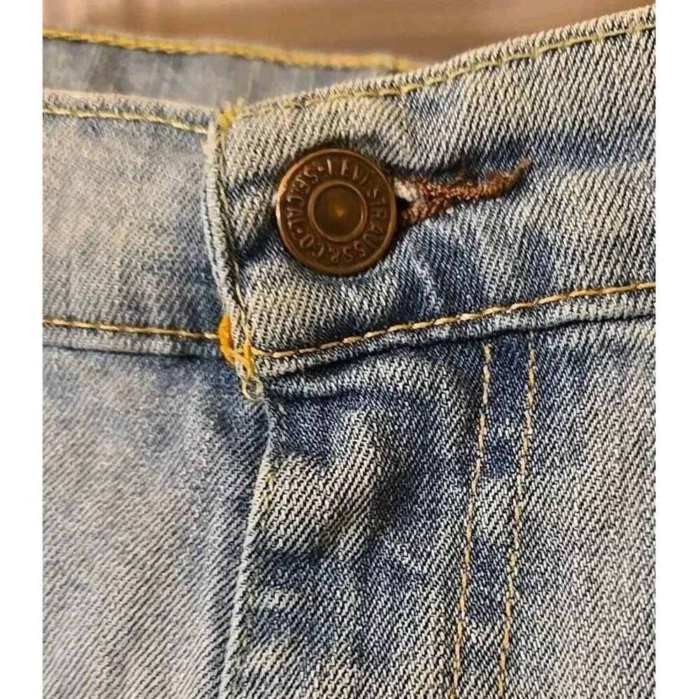 Levis 505 Jeans Men‎ 38X32 Blue Light Wash Denim Straight Stretch Pants Workwear